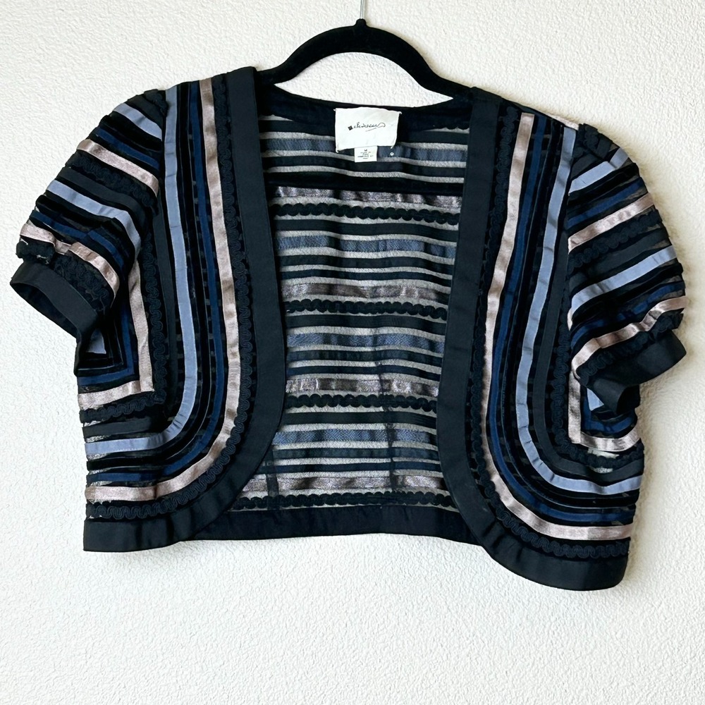 Elevenses Artsy Anthropologie Ribbon Bolero Cardigan Womens M Black Whimsigoth